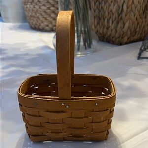 Longaberger Small Brown Woven Basket with Handle